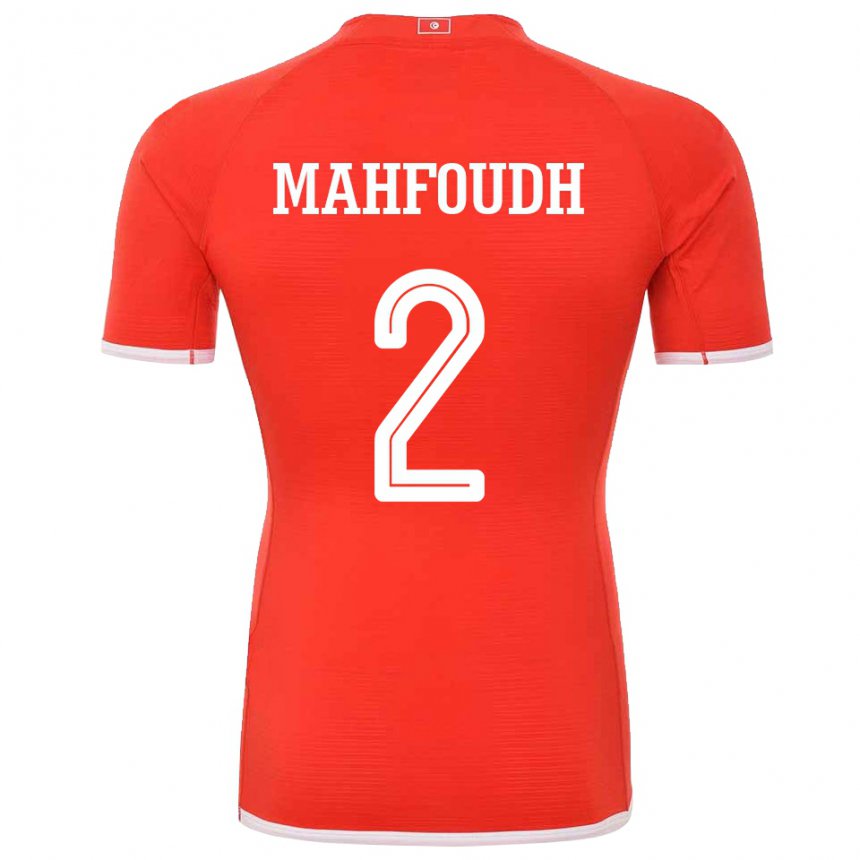 Męski Tunezji Dhikra Mahfoudh #2 Czerwony Domowa Koszulka 22-24 Koszulki Klubowe