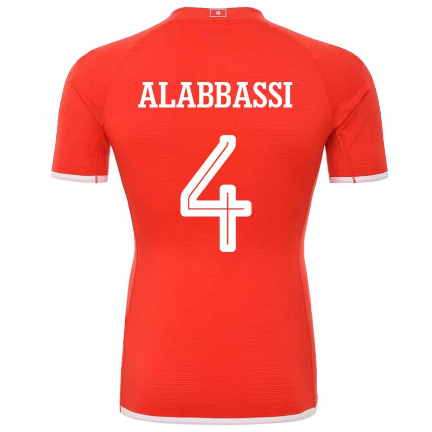 Męski Tunezji Chaima Alabbassi #4 Czerwony Domowa Koszulka 22-24 Koszulki Klubowe