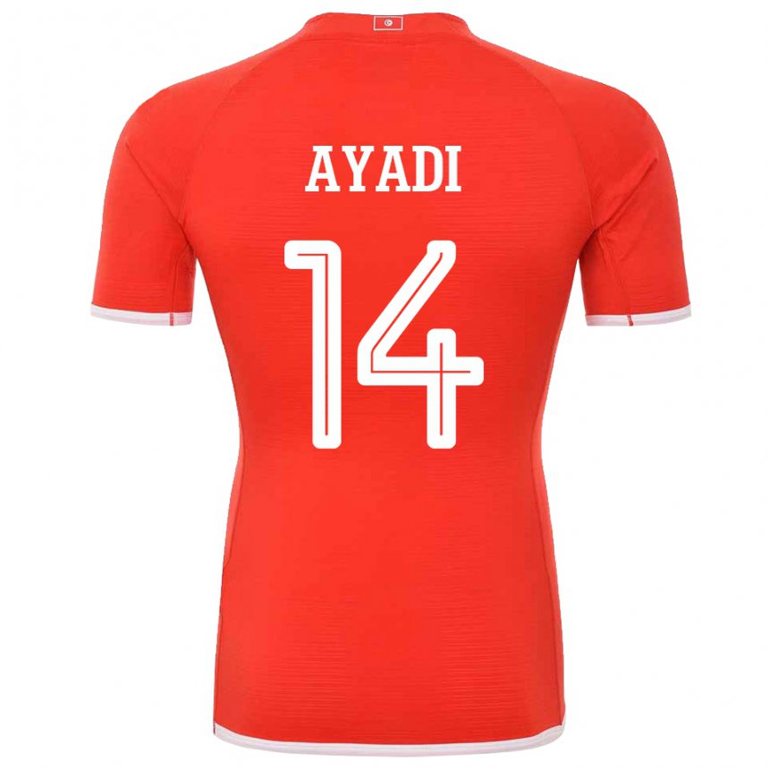 Męski Tunezji Ghada Ayadi #14 Czerwony Domowa Koszulka 22-24 Koszulki Klubowe
