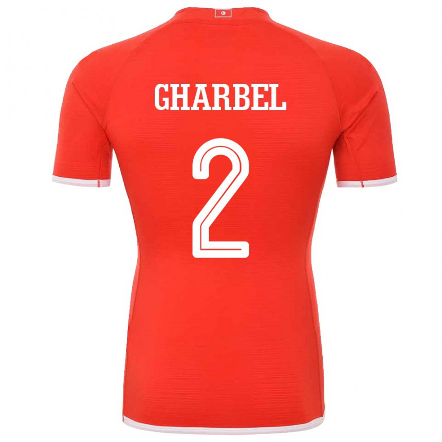 Męski Tunezji Mahmoud Gharbel #2 Czerwony Domowa Koszulka 22-24 Koszulki Klubowe