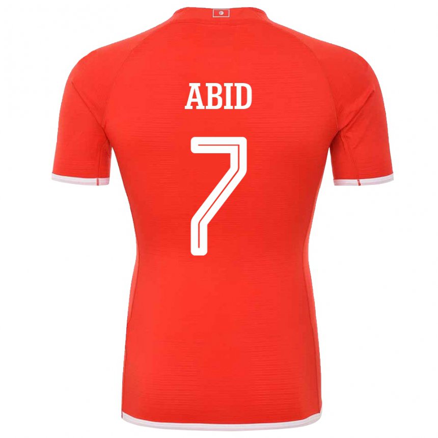 Męski Tunezji Aziz Abid #7 Czerwony Domowa Koszulka 22-24 Koszulki Klubowe