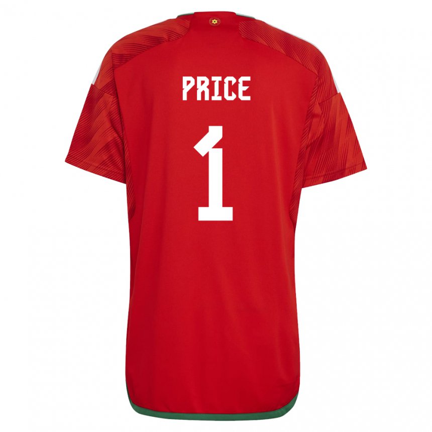 Męski Walii Jo Price #1 Czerwony Domowa Koszulka 22-24 Koszulki Klubowe