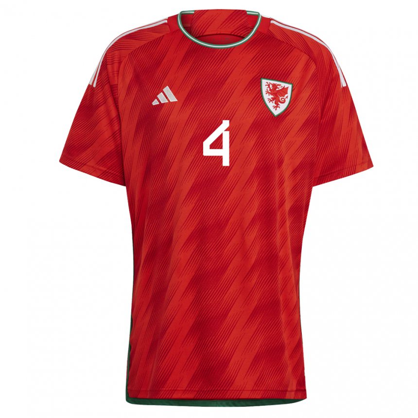 Męski Walii Sophie Ingle #4 Czerwony Domowa Koszulka 22-24 Koszulki Klubowe