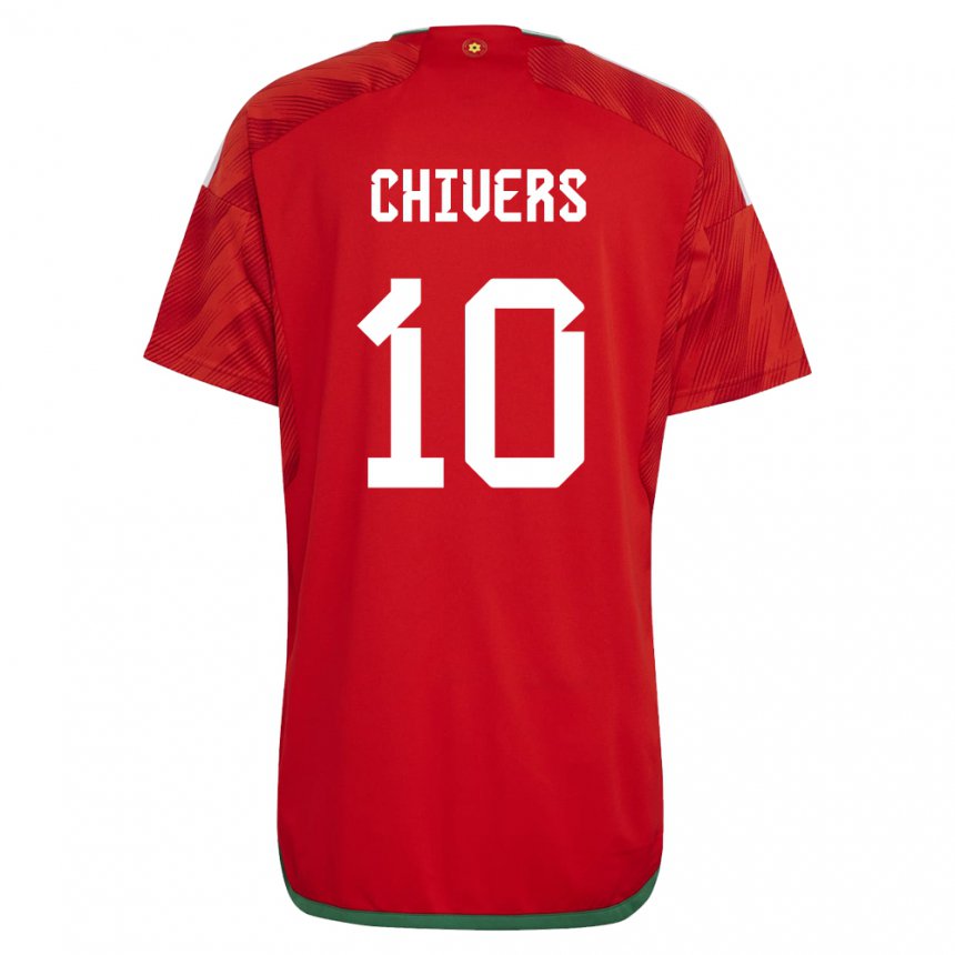 Męski Walii Chloe Chivers #10 Czerwony Domowa Koszulka 22-24 Koszulki Klubowe