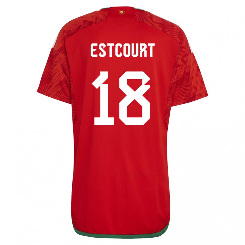 Męski Walii Charlie Estcourt #18 Czerwony Domowa Koszulka 22-24 Koszulki Klubowe