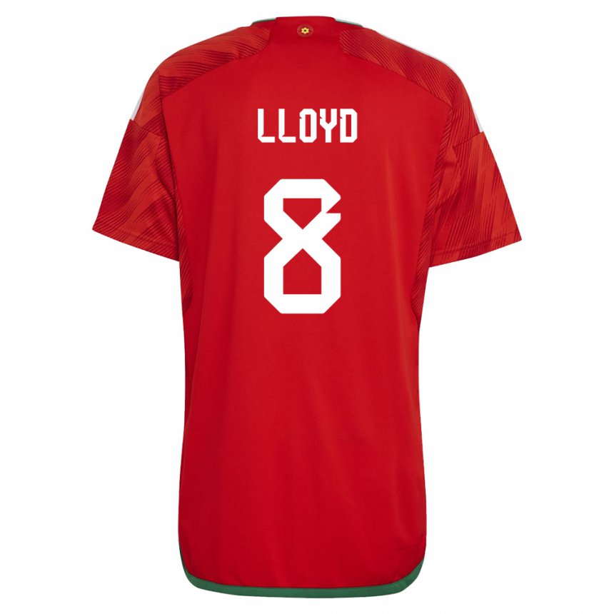 Męski Walii Ben Lloyd #8 Czerwony Domowa Koszulka 22-24 Koszulki Klubowe