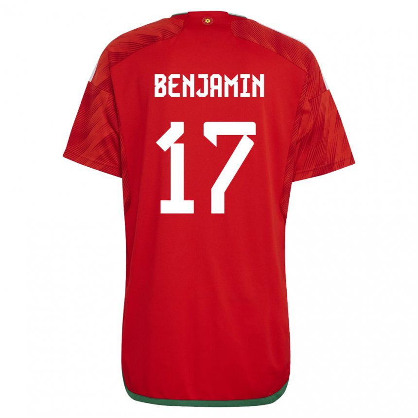 Męski Walii Omari Benjamin #17 Czerwony Domowa Koszulka 22-24 Koszulki Klubowe
