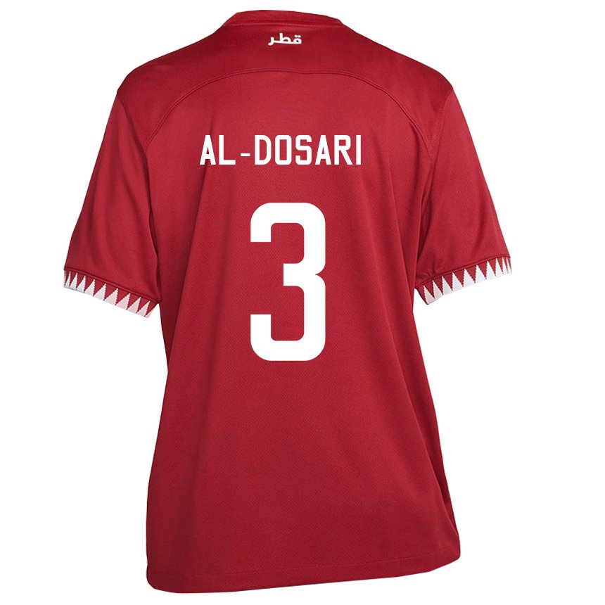 Męski Kataru Dana Al Dosari #3 Kasztanowaty Domowa Koszulka 22-24 Koszulki Klubowe