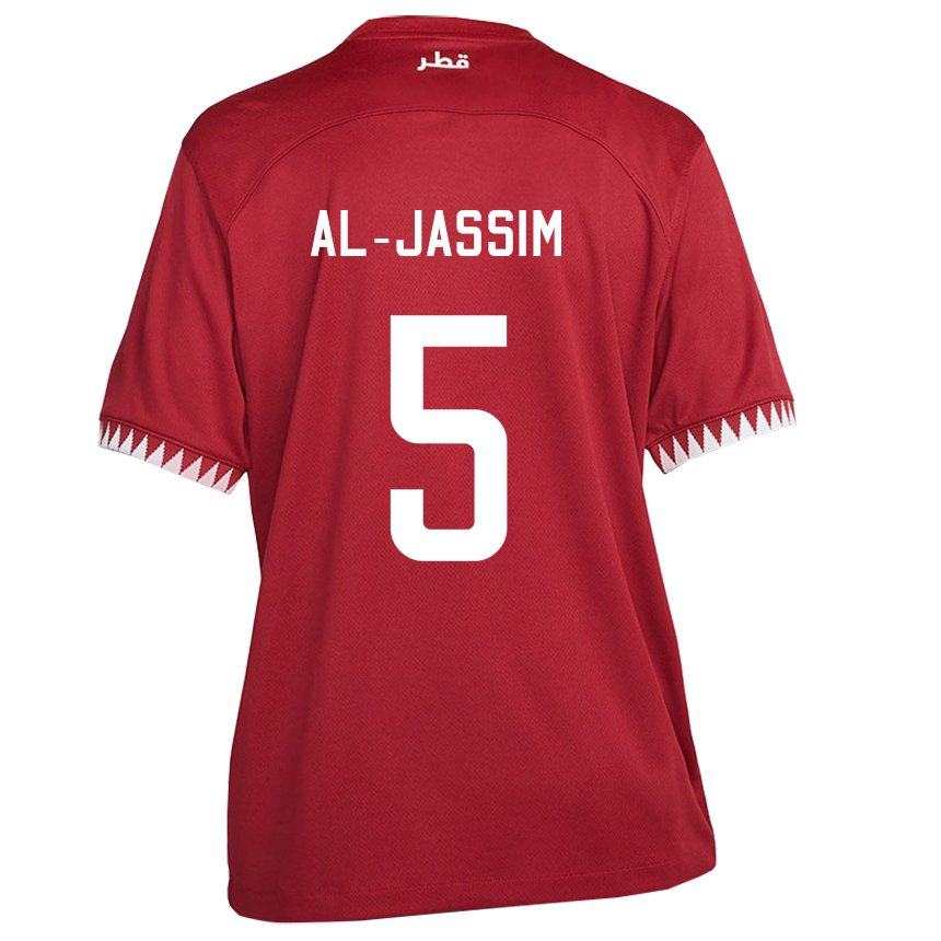 Męski Kataru Dana Al Jassim #5 Kasztanowaty Domowa Koszulka 22-24 Koszulki Klubowe