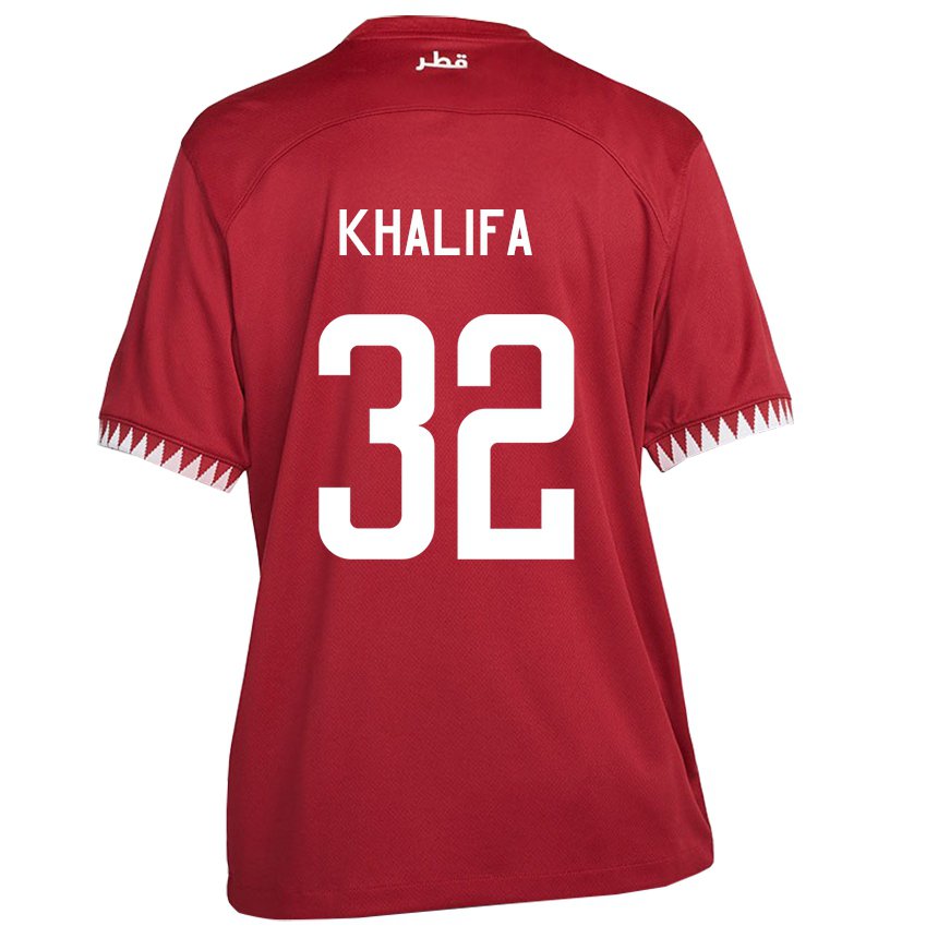 Męski Kataru Duana Khalifa #32 Kasztanowaty Domowa Koszulka 22-24 Koszulki Klubowe