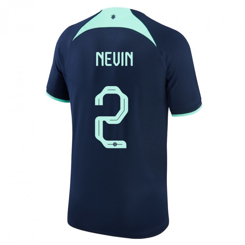 Męski Australii Courtney Nevin #2 Ciemny Niebieski Wyjazdowa Koszulka 22-24 Koszulki Klubowe