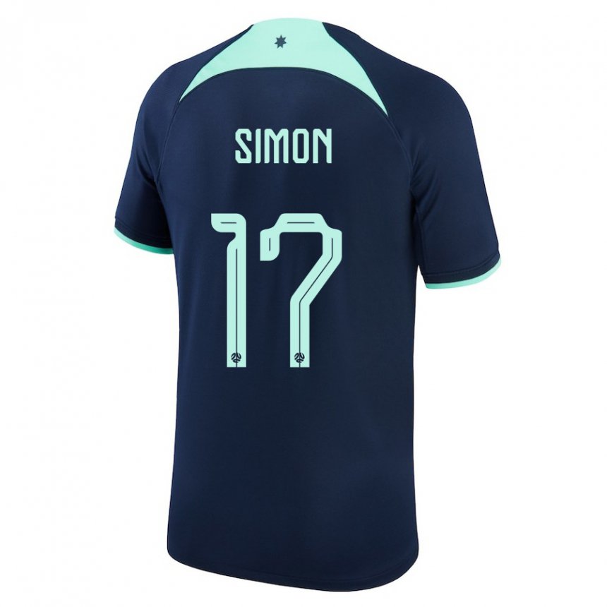Męski Australii Kyah Simon #17 Ciemny Niebieski Wyjazdowa Koszulka 22-24 Koszulki Klubowe
