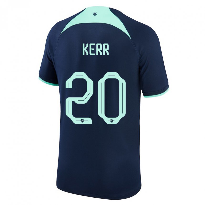 Męski Australii Sam Kerr #20 Ciemny Niebieski Wyjazdowa Koszulka 22-24 Koszulki Klubowe
