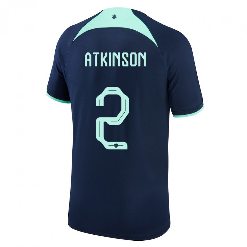 Męski Australii Nathaniel Atkinson #2 Ciemny Niebieski Wyjazdowa Koszulka 22-24 Koszulki Klubowe