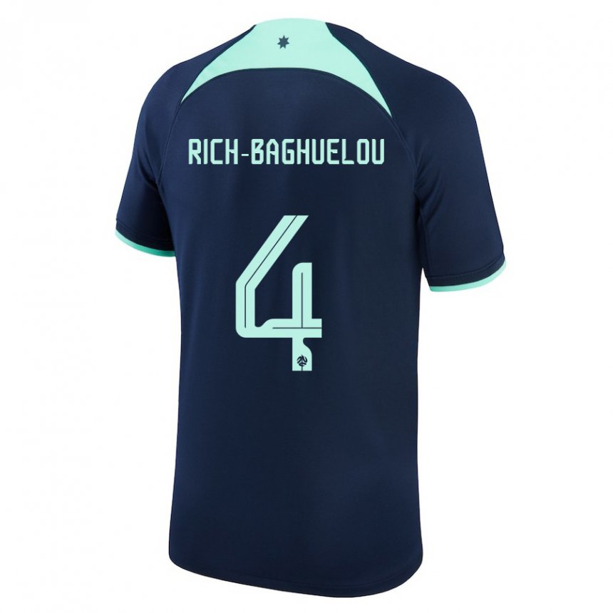 Męski Australii Jay Rich Baghuelou #4 Ciemny Niebieski Wyjazdowa Koszulka 22-24 Koszulki Klubowe