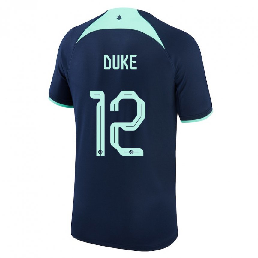 Męski Australii Mitch Duke #12 Ciemny Niebieski Wyjazdowa Koszulka 22-24 Koszulki Klubowe