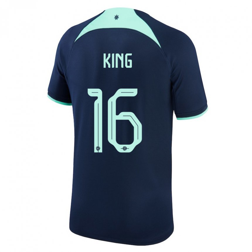 Męski Australii Joel King #16 Ciemny Niebieski Wyjazdowa Koszulka 22-24 Koszulki Klubowe