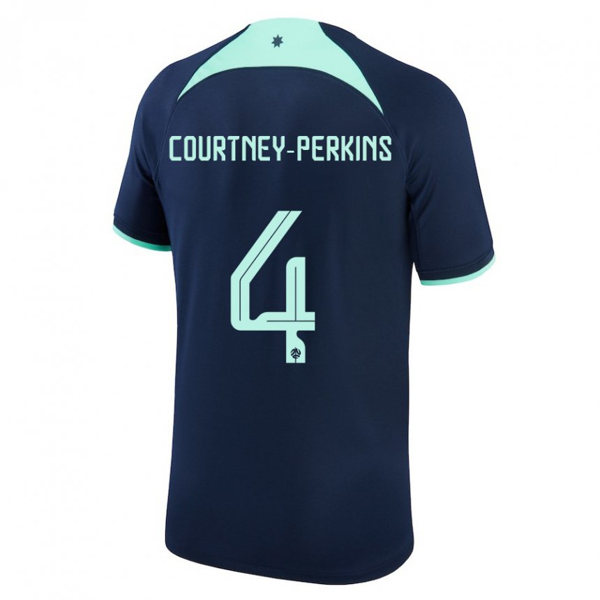 Męski Australii Jordan Courtney Perkins #4 Ciemny Niebieski Wyjazdowa Koszulka 22-24 Koszulki Klubowe