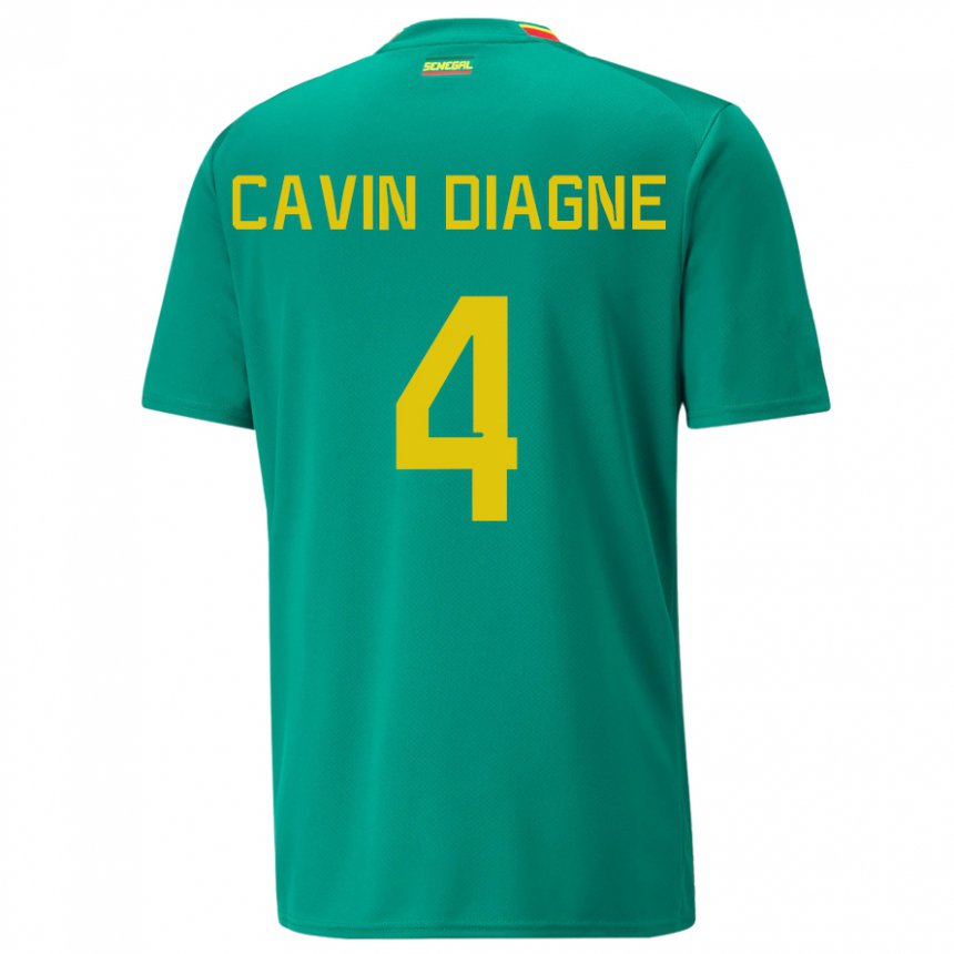 Męski Senegalu Cavin Diagne #4 Zielony Wyjazdowa Koszulka 22-24 Koszulki Klubowe