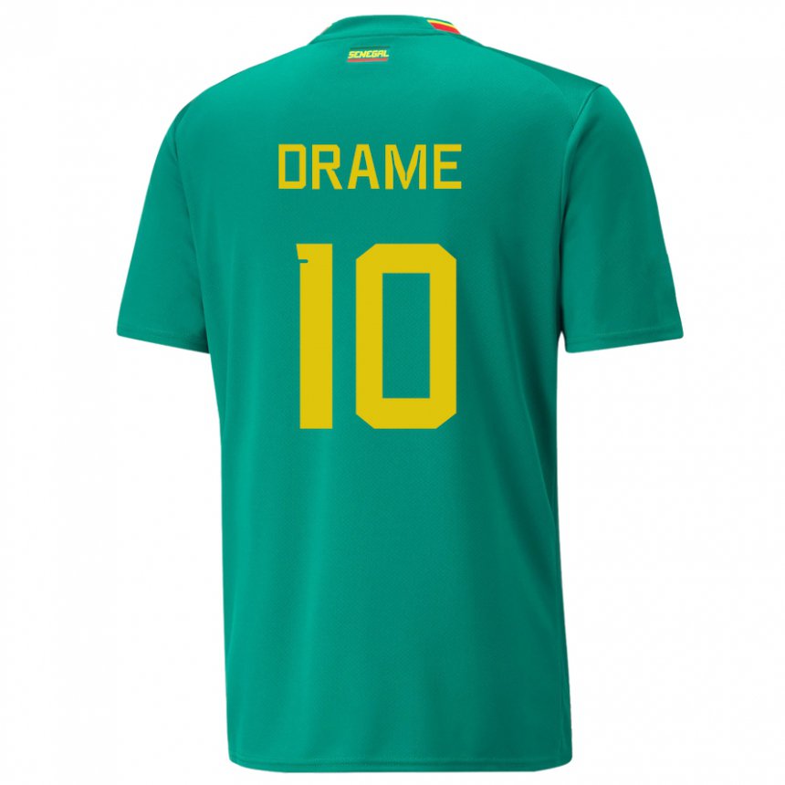 Męski Senegalu Ibrahima Drame #10 Zielony Wyjazdowa Koszulka 22-24 Koszulki Klubowe