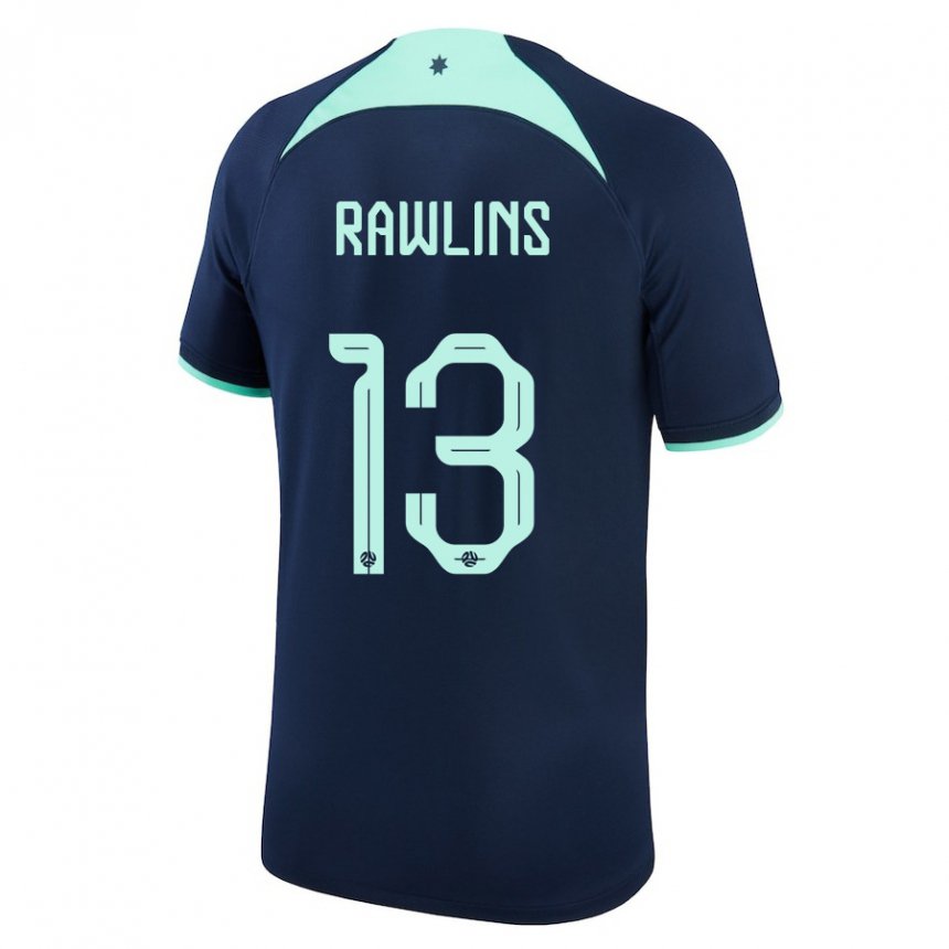 Męski Australii Joshua Rawlins #13 Ciemny Niebieski Wyjazdowa Koszulka 22-24 Koszulki Klubowe