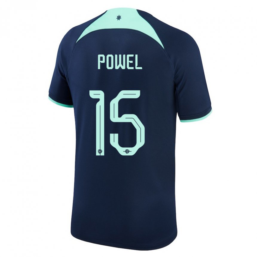 Męski Australii Izaack Powel #15 Ciemny Niebieski Wyjazdowa Koszulka 22-24 Koszulki Klubowe
