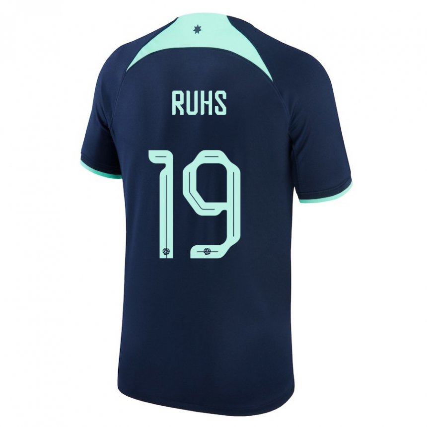 Męski Australii Michael Ruhs #19 Ciemny Niebieski Wyjazdowa Koszulka 22-24 Koszulki Klubowe