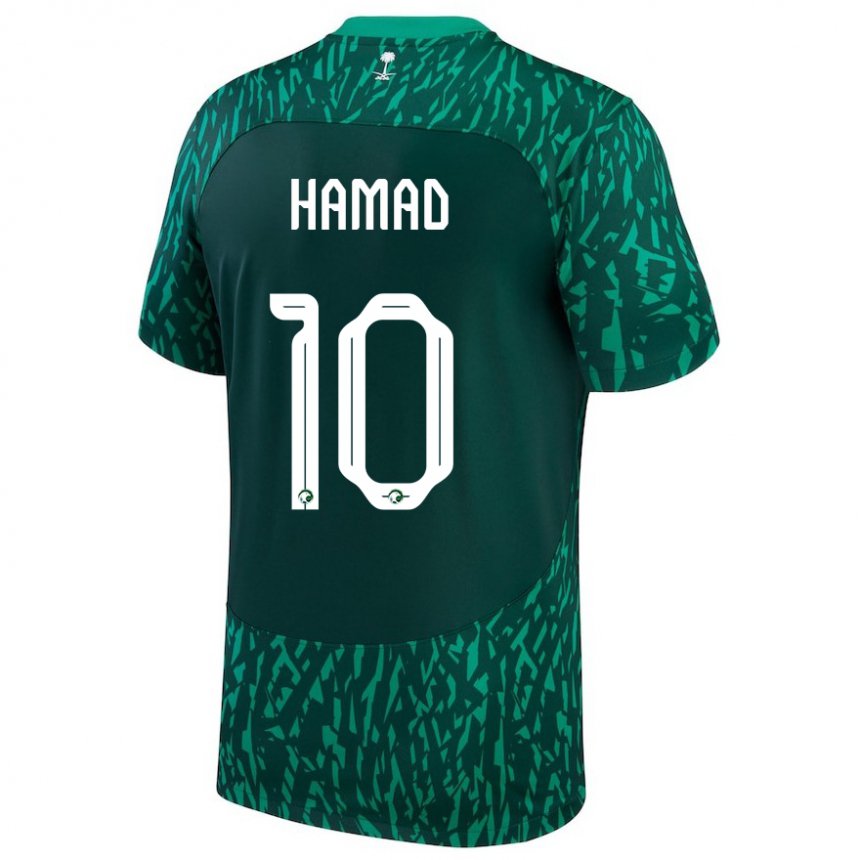 Męski Arabii Saudyjskiej Sarah Hamad #10 Ciemnozielony Wyjazdowa Koszulka 22-24 Koszulki Klubowe