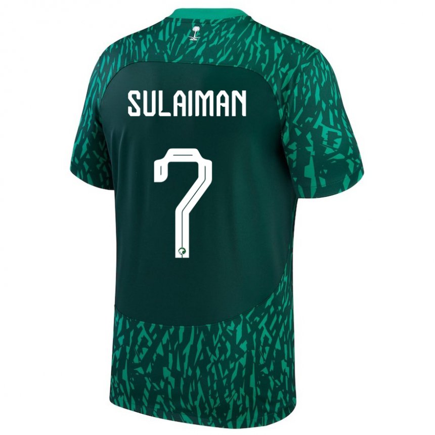 Męski Arabii Saudyjskiej Mohammed Sulaiman #7 Ciemnozielony Wyjazdowa Koszulka 22-24 Koszulki Klubowe