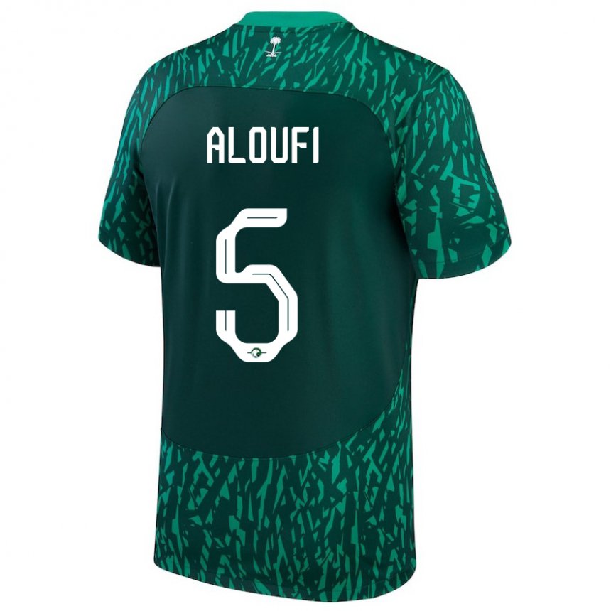Męski Arabii Saudyjskiej Mohammed Aloufi #5 Ciemnozielony Wyjazdowa Koszulka 22-24 Koszulki Klubowe
