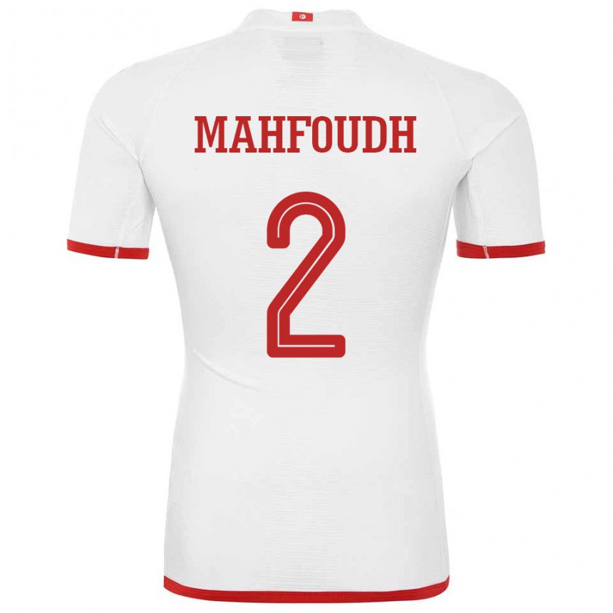Męski Tunezji Dhikra Mahfoudh #2 Biały Wyjazdowa Koszulka 22-24 Koszulki Klubowe
