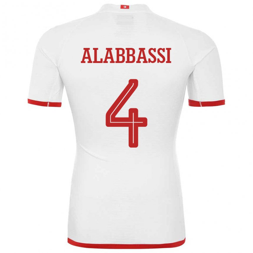 Męski Tunezji Chaima Alabbassi #4 Biały Wyjazdowa Koszulka 22-24 Koszulki Klubowe