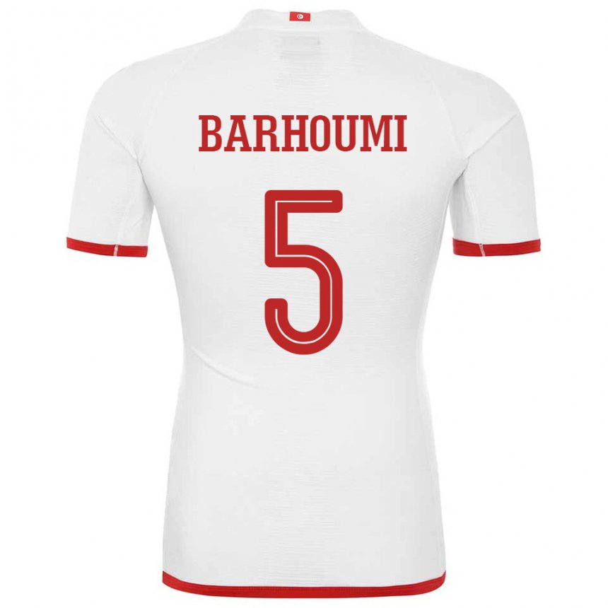 Męski Tunezji Jasmina Barhoumi #5 Biały Wyjazdowa Koszulka 22-24 Koszulki Klubowe