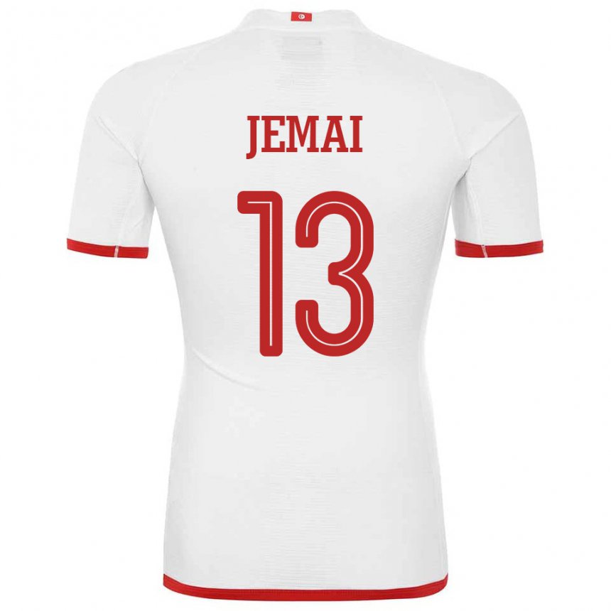 Męski Tunezji Yasmine Jemai #13 Biały Wyjazdowa Koszulka 22-24 Koszulki Klubowe