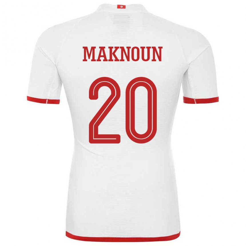 Męski Tunezji Leila Maknoun #20 Biały Wyjazdowa Koszulka 22-24 Koszulki Klubowe