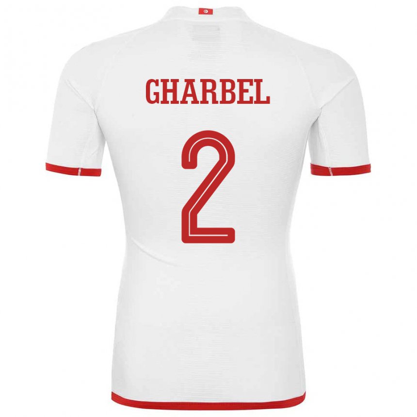 Męski Tunezji Mahmoud Gharbel #2 Biały Wyjazdowa Koszulka 22-24 Koszulki Klubowe