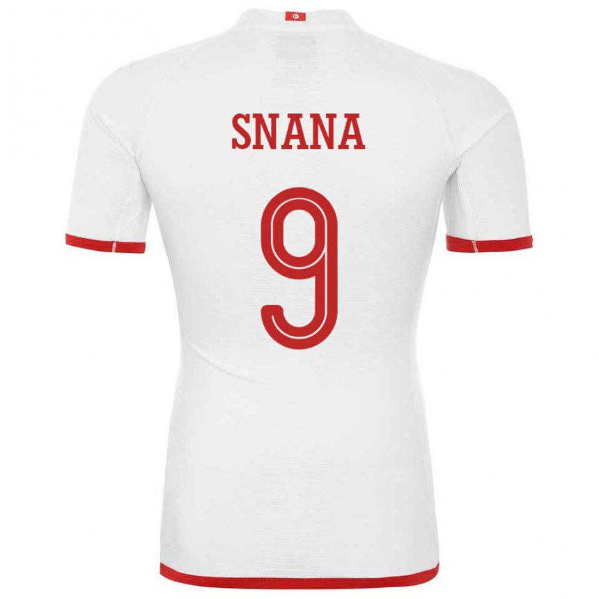 Męski Tunezji Youssef Snana #9 Biały Wyjazdowa Koszulka 22-24 Koszulki Klubowe