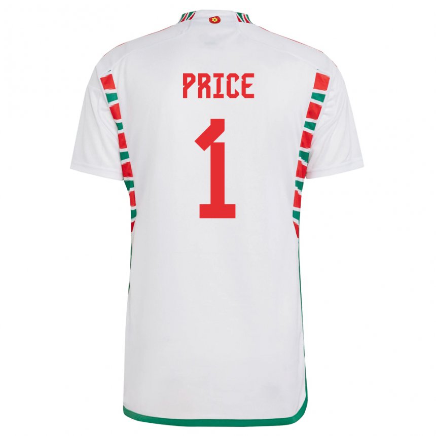 Męski Walii Jo Price #1 Biały Wyjazdowa Koszulka 22-24 Koszulki Klubowe