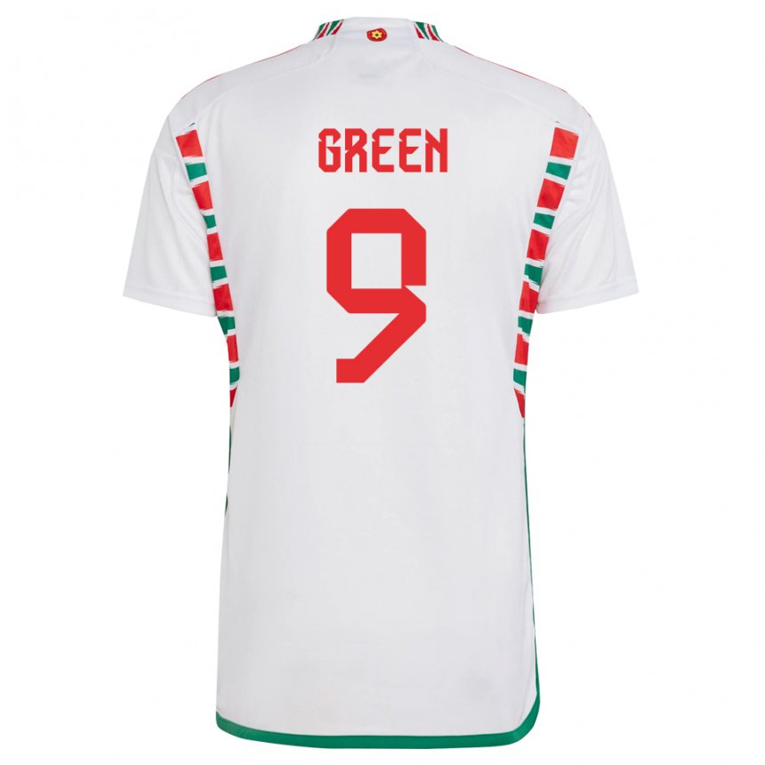 Męski Walii Kayleigh Green #9 Biały Wyjazdowa Koszulka 22-24 Koszulki Klubowe
