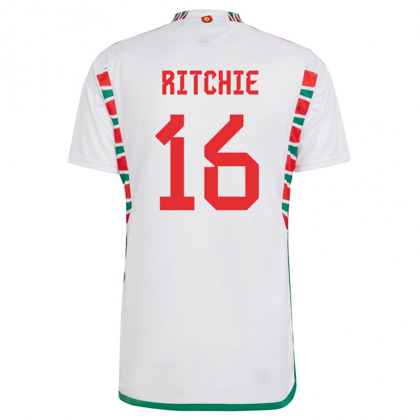 Męski Walii Amelia Ritchie #16 Biały Wyjazdowa Koszulka 22-24 Koszulki Klubowe