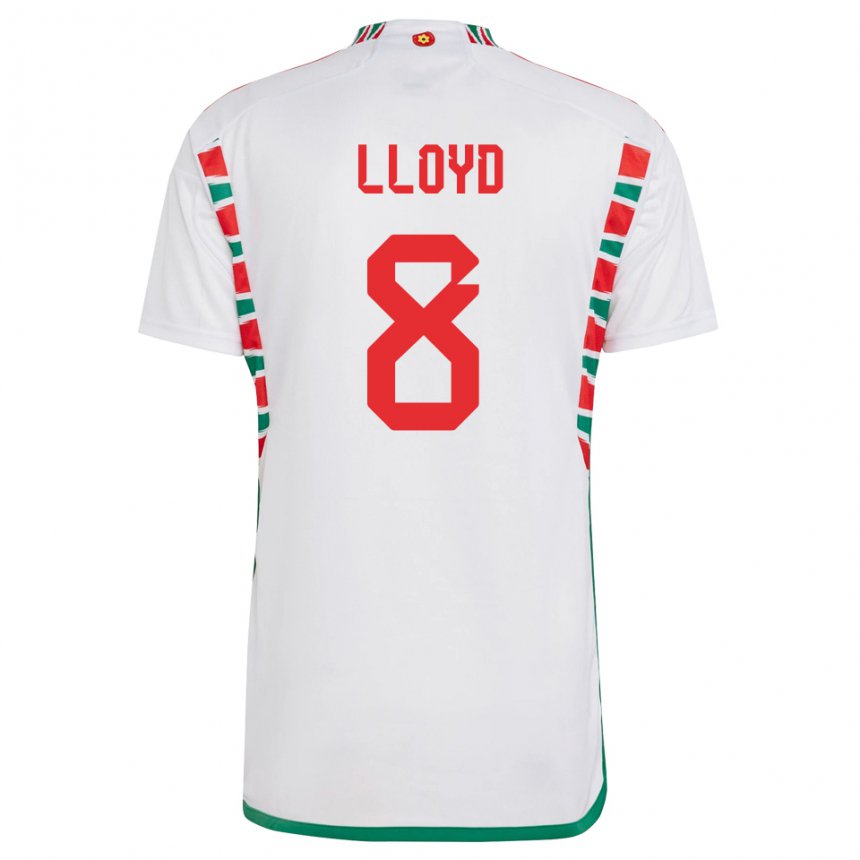 Męski Walii Ben Lloyd #8 Biały Wyjazdowa Koszulka 22-24 Koszulki Klubowe