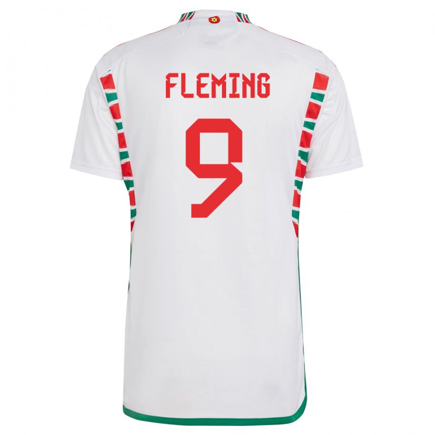 Męski Walii Cole Fleming #9 Biały Wyjazdowa Koszulka 22-24 Koszulki Klubowe