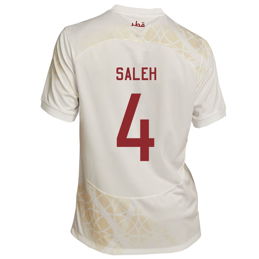 Męski Kataru Hagar Saleh #4 Złoty Beżowy Wyjazdowa Koszulka 22-24 Koszulki Klubowe