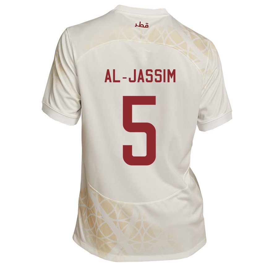 Męski Kataru Dana Al Jassim #5 Złoty Beżowy Wyjazdowa Koszulka 22-24 Koszulki Klubowe