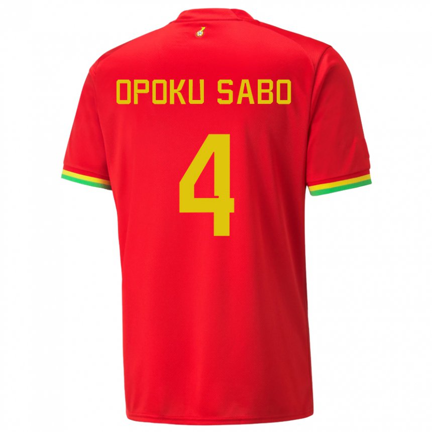 Męski Ghany Alex Opoku Sabo #4 Czerwony Wyjazdowa Koszulka 22-24 Koszulki Klubowe