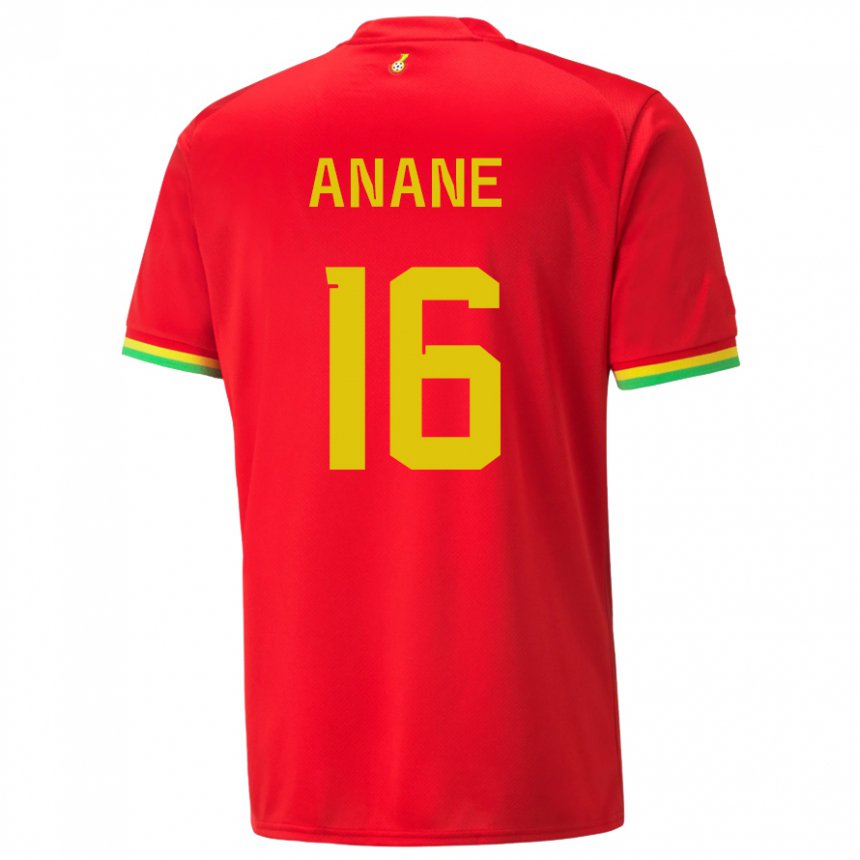 Męski Ghany Vincent Anane #16 Czerwony Wyjazdowa Koszulka 22-24 Koszulki Klubowe