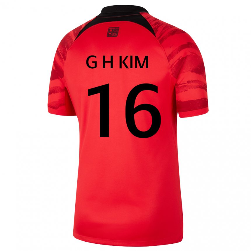 Kobiety Korei Południowej Kim Gyeong Hwan #16 Czerwony Czarny Domowa Koszulka 22-24 Koszulki Klubowe