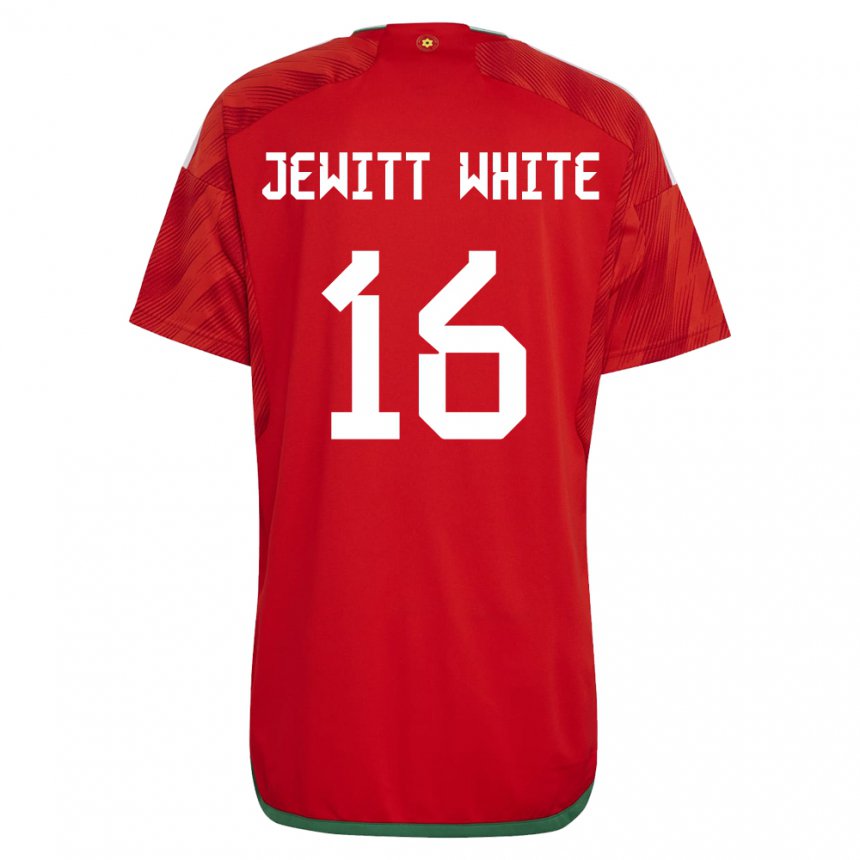 Kobiety Walii Harry Jewitt White #16 Czerwony Domowa Koszulka 22-24 Koszulki Klubowe