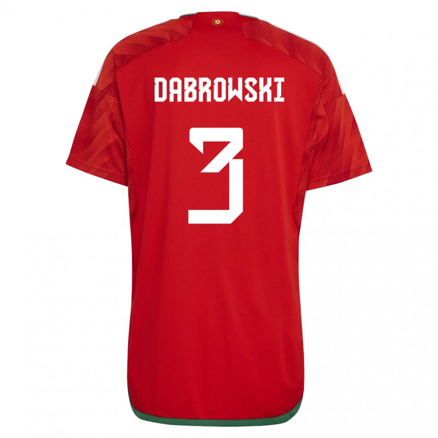 Kobiety Walii Sebastian Dabrowski #3 Czerwony Domowa Koszulka 22-24 Koszulki Klubowe