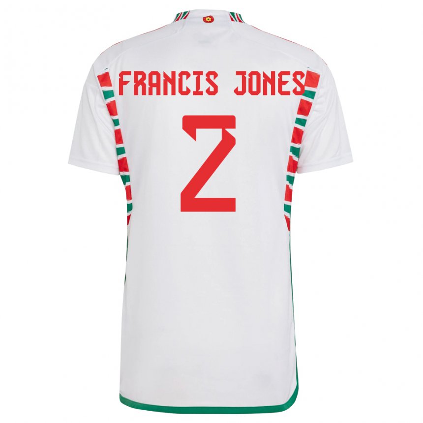 Kobiety Walii Maria Francis Jones #2 Biały Wyjazdowa Koszulka 22-24 Koszulki Klubowe